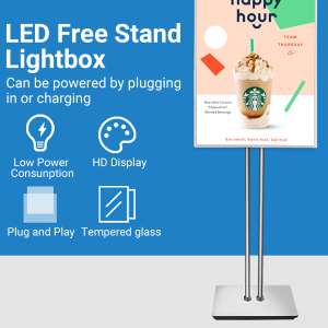 Indoor Use Only - Floor-standing Display Vertical Poster Advertising Light Box Sign with Double Poles for Shops